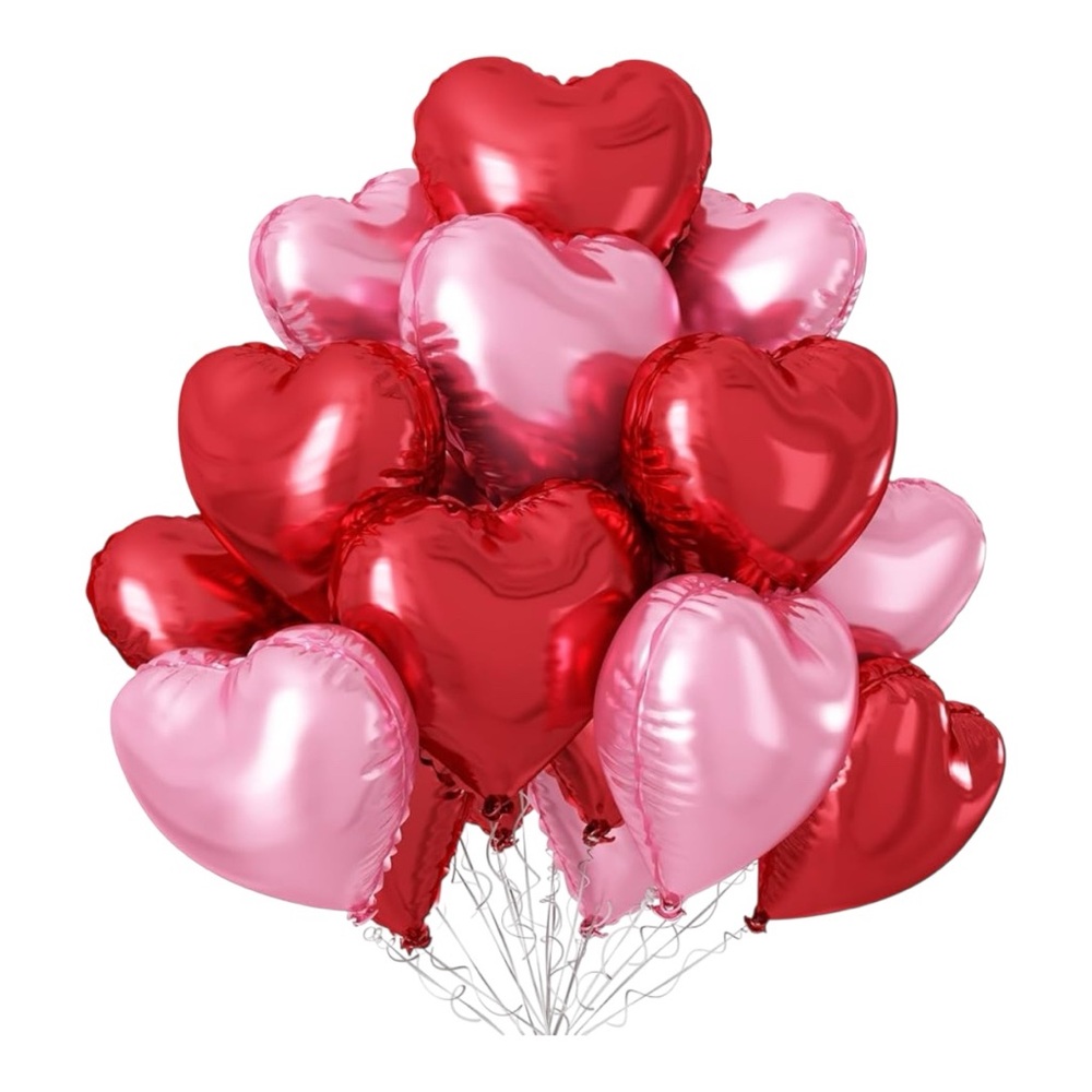180 (6 Packs) Heart-Shaped 18 Inch Red, Pink, Light Pink Mylar Foil Balloons New